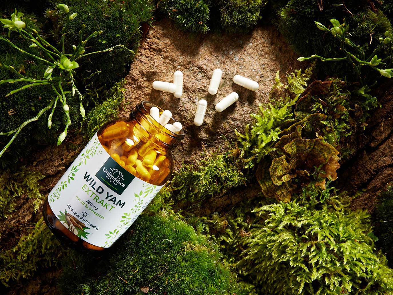 Extrait d'igname sauvage - 880 mg par dose quotidienne (2 gélules) - avec 20 % de diosgénine - 180 gélules - de Unimedica